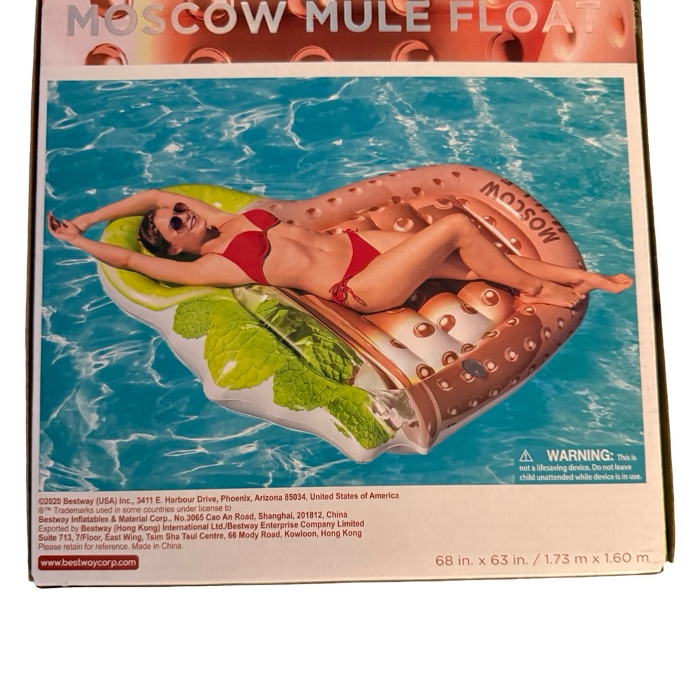Moscow Mule Float Inflatable Pool Lounger Nearly 6 Feet Long - New